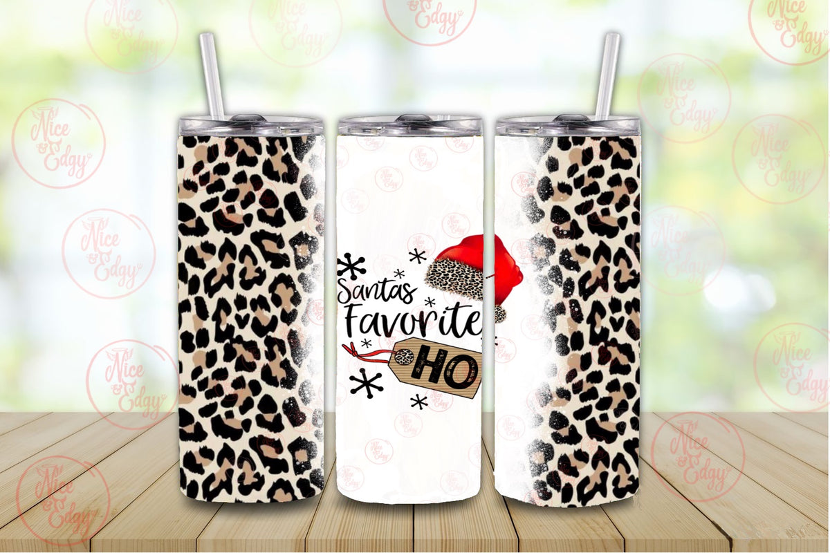 Christmas Santas Favorite Ho Leopard Print 20 oz Steel Tumbler