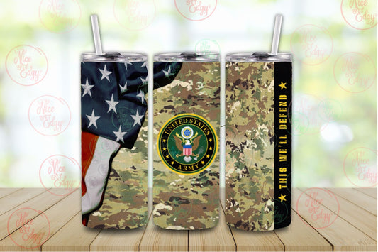 Custom Army 20 oz Steel Tumbler