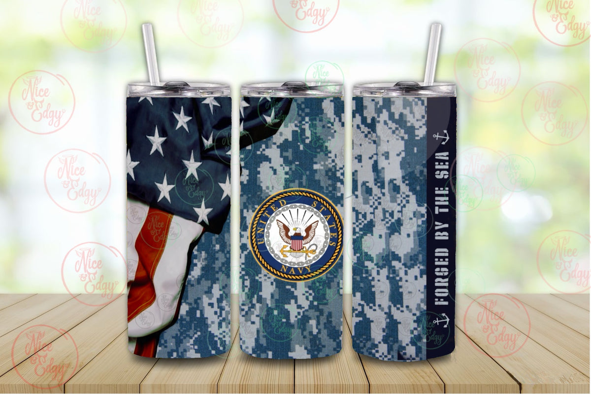 Custom Navy 20 oz Steel Tumbler