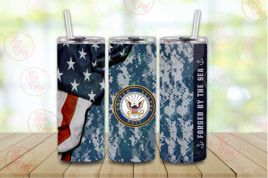 Custom Navy 20 oz Steel Tumbler