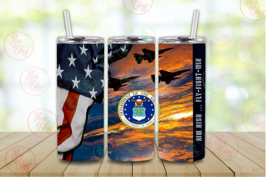 Custom Air Force 20 oz Steel Tumbler