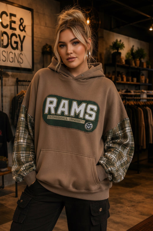 2X Colorado State Rams Brown & Green with Flannel sleeves