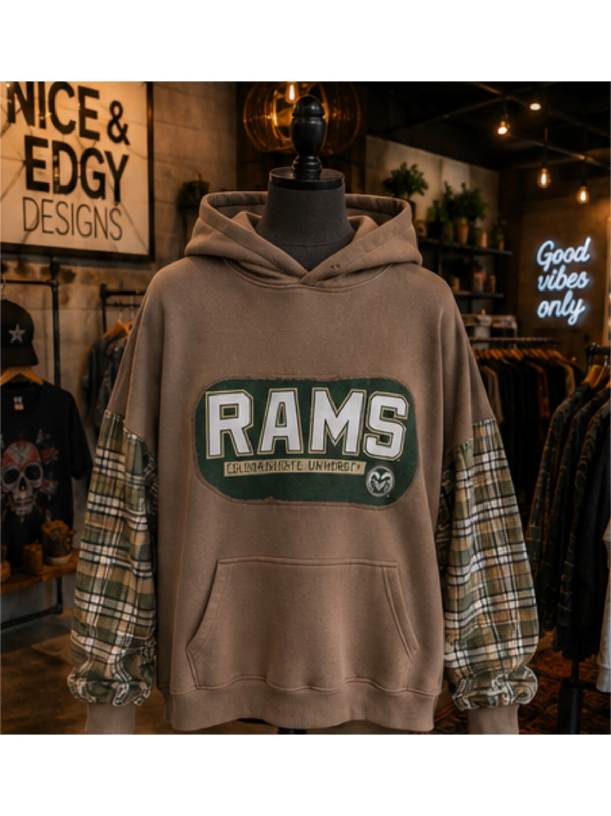 2X Colorado State Rams Brown & Green with Flannel sleeves