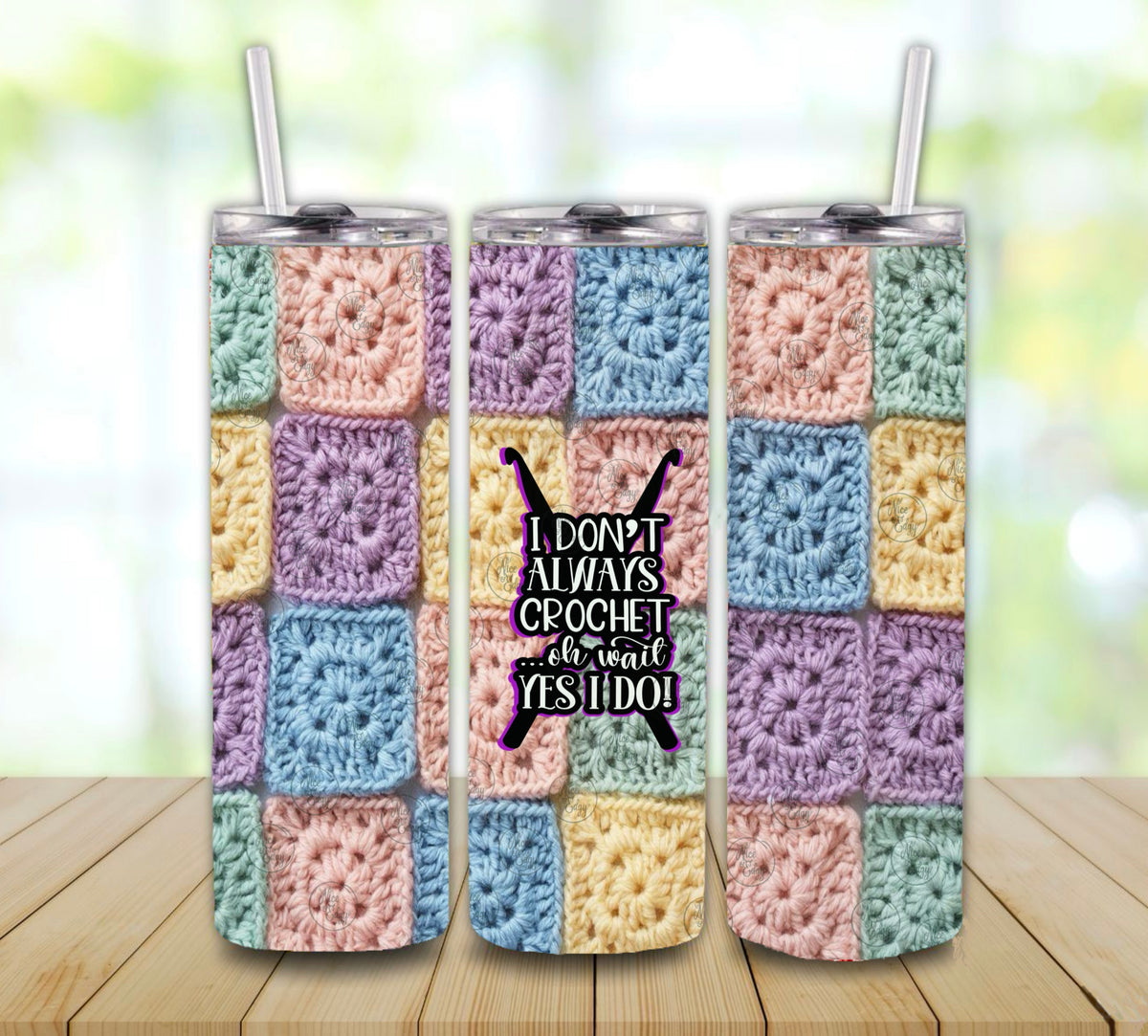 Crochet granny square 20 oz steel tumbler